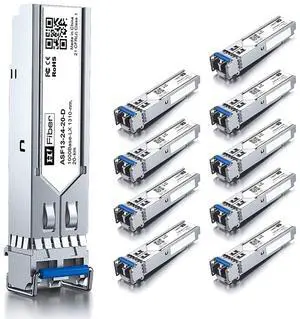 H!Fiber.com 10 Pack 1.25G Single Mode SFP LC Module, 1000Base-LX/LH Fiber Transceiver for Cisco GLC-LH-SMD, Ubiquiti UF-SM-1G, UniFi, Mikrotik, Intel, Netgear AGM732F, D-Link (SMF,1310nm,20km,DDM) H!Fiber.com 10 Pack 1.25G Single Mode SFP LC Module, 1000Base-LX/LH Fiber Transceiver for Cisco GLC-LH-SMD, Ubiquiti UF-SM-1G, UniFi, Mikrotik, Intel, Netgear AGM732F, D-Link (SMF,1310nm,20km,DDM)