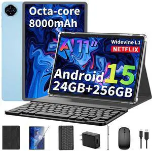 2025 11 inch Tablet, Android 15 Tablets with Keyboard, 24GB+256GB+2TB Expand, Octa-Core, 8000mAh, Tablet PC with 5G/2.4G WiFi, BT5.0, GMS, GPS, 2 in 1 Tablets with Case, Mouse, Stylus(Black Case) 2025 11 inch Tablet, Android 15 Tablets with Keyboard, 24GB+256GB+2TB Expand, Octa-Core, 8000mAh, Tablet PC with 5G/2.4G WiFi, BT5.0, GMS, GPS, 2 in 1 Tablets with Case, Mouse, Stylus(Black Case)