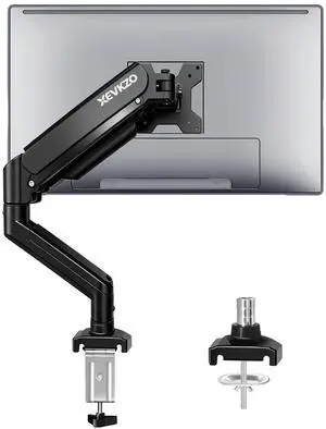 XEVKZO Single Monitor Arm - Gas Spring Monitor Stand for 13 to 34 Inch Screens, Adjustable VESA Mount with C-Clamp & Grommet Base, Full Motion (Tilt, Swivel, Rotation), Supports 4.4-22 lbs XEVKZO Single Monitor Arm - Gas Spring Monitor Stand for 13 to 34 Inch Screens, Adjustable VESA Mount with C-Clamp & Grommet Base, Full Motion (Tilt, Swivel, Rotation), Supports 4.4-22 lbs