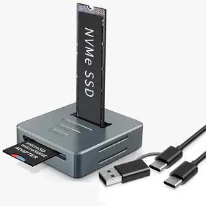 M.2 NVMe to USB Reader Adapter, 10Gbps NVMe Dock, USB 3.2 PCIe NVMe Enclosure for NVMe SSD & SD Card M.2 NVMe to USB Reader Adapter, 10Gbps NVMe Dock, USB 3.2 PCIe NVMe Enclosure for NVMe SSD & SD Card