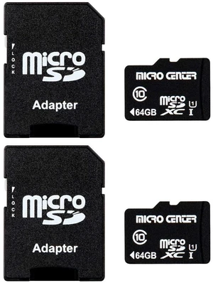 Micro Center 64GB Class 10 MicroSDHC Flash Memory Card with Adapter, 2Pack Micro Center 64GB Class 10 MicroSDHC Flash Memory Card with Adapter, 2Pack