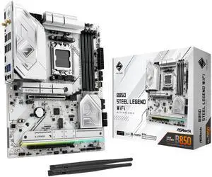 ASRock B850 Steel Legend WiFi AMD AM5 ATX Motherboard, Supports AMD Ryzen 9000/8000/7000 Series Processors, DDR5 8000+ (OC), PCIe 5.0, 2.5G LAN, WiFi 7, 14+2+1 Power Phase ASRock B850 Steel Legend WiFi AMD AM5 ATX Motherboard, Supports AMD Ryzen 9000/8000/7000 Series Processors, DDR5 8000+ (OC), PCIe 5.0, 2.5G LAN, WiFi 7, 14+2+1 Power Phase