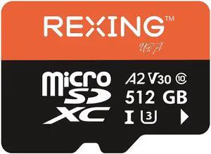 RexingUSA 512GB MicroSD Card - 512GB Memory Card for Dash cam, Class 10, A2, V30, U3, 4K Video Recording, UHS-3, High-Speed Card RexingUSA 512GB MicroSD Card - 512GB Memory Card for Dash cam, Class 10, A2, V30, U3, 4K Video Recording, UHS-3, High-Speed Card
