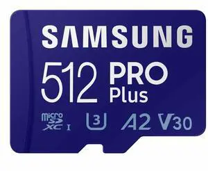 Samsung PRO Plus microSD Memory Card + Adapter, 512GB microSDXC, Up to 180 MB/s, Full HD & 4K UHD, UHS I, C10, U3, V30, A2, for Android Smartphones, Tablets, GoPRO, and DJI Drone (MB MD512SA/AM) Samsung PRO Plus microSD Memory Card + Adapter, 512GB microSDXC, Up to 180 MB/s, Full HD & 4K UHD, UHS I, C10, U3, V30, A2, for Android Smartphones, Tablets, GoPRO, and DJI Drone (MB MD512SA/AM)