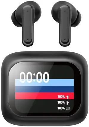 AT&T Mellow Vue Wireless Earbuds for Android and iPhone, LED Display Case, USB-C Fast Charging, Bluetooth Earbuds with Microphone, Secure Fit, IPX3 Sweat-Resistant (Black) AT&T Mellow Vue Wireless Earbuds for Android and iPhone, LED Display Case, USB-C Fast Charging, Bluetooth Earbuds with Microphone, Secure Fit, IPX3 Sweat-Resistant (Black)