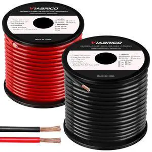 VIABRICO 8 Gauge Wire, for Automotive Power/Ground, Battery Cable, Car Audio, RV, Amp, CCA, Automotive Wire, Amp Kit, Battery Cables, Wiring Kit, (100 feet Each- Black/Red) VIABRICO 8 Gauge Wire, for Automotive Power/Ground, Battery Cable, Car Audio, RV, Amp, CCA, Automotive Wire, Amp Kit, Battery Cables, Wiring Kit, (100 feet Each- Black/Red)