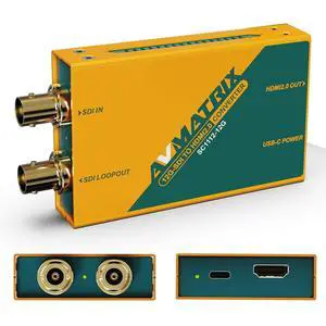 AVMATRIX 12G SDI to HDMI mini ConverterHD/3G/6G/12G-SDI Loop Out, HDMI 2.0 Output, Pocket Size & Easy Mount, USB-Type C Power Solution (SC1112-12G) AVMATRIX 12G SDI to HDMI mini ConverterHD/3G/6G/12G-SDI Loop Out, HDMI 2.0 Output, Pocket Size & Easy Mount, USB-Type C Power Solution (SC1112-12G)