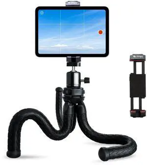 Fotopro iPad Tripod Stand with 360 Ball Head for Camera, Phone, Tablet & More - Cold Shoe, Flexible Phone Tablet Holder for Vlogging, Live Streaming & Selfie Fotopro iPad Tripod Stand with 360 Ball Head for Camera, Phone, Tablet & More - Cold Shoe, Flexible Phone Tablet Holder for Vlogging, Live Streaming & Selfie