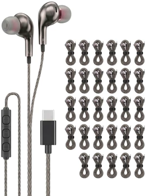 Chrome 30 Pack Individually Wrapped USB C Earbuds, Wired Type C Headphones with Mic for iPhone 17 16 15 Pro, iPad, Samsung Galaxy S26 S25, Bulk Pack - Dark Grey Chrome 30 Pack Individually Wrapped USB C Earbuds, Wired Type C Headphones with Mic for iPhone 17 16 15 Pro, iPad, Samsung Galaxy S26 S25, Bulk Pack - Dark Grey