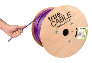 TRUE CABLE Cat6A Riser (CMR), Bulk Ethernet Cable, 1000ft, Purple, 23AWG Solid Bare Copper, Unshielded Twisted Pair (U/UTP), 750MHz, PoE++ 100W, ETL Listed TRUE CABLE Cat6A Riser (CMR), Bulk Ethernet Cable, 1000ft, Purple, 23AWG Solid Bare Copper, Unshielded Twisted Pair (U/UTP), 750MHz, PoE++ 100W, ETL Listed