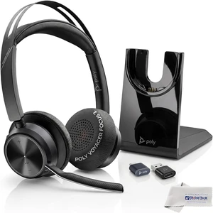 Plantronics Poly Voyager Focus 2 UC Bluetooth Headset with Charging Stand, USB-C/A Adapters, Connects to Teams, Zoom and Phone Calls on Laptops PC/Mac and Cellphones, Enhances Audio, GTW Cloth Plantronics Poly Voyager Focus 2 UC Bluetooth Headset with Charging Stand, USB-C/A Adapters, Connects to Teams, Zoom and Phone Calls on Laptops PC/Mac and Cellphones, Enhances Audio, GTW Cloth