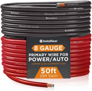 InstallGear 8 Gauge Wire (50ft) Copper Clad Aluminum CAA - Primary Automotive Wire, Car Amplifier Power and Ground Cable, Battery Cable, Car Audio Speaker Stereo, RV Trailer Wiring Welding Cable 8ga InstallGear 8 Gauge Wire (50ft) Copper Clad Aluminum CAA - Primary Automotive Wire, Car Amplifier Power and Ground Cable, Battery Cable, Car Audio Speaker Stereo, RV Trailer Wiring Welding Cable 8ga