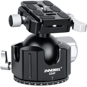 INNOREL G54F Quick Lever Low Profile 54mm Tripod Ball Head, 360 Panoramic CNC Metal Camera Tripod Ballhead with Arca-Swiss Release Plate for Tripod DSLR Camcorder Telescope, Load 66lb/30kg INNOREL G54F Quick Lever Low Profile 54mm Tripod Ball Head, 360 Panoramic CNC Metal Camera Tripod Ballhead with Arca-Swiss Release Plate for Tripod DSLR Camcorder Telescope, Load 66lb/30kg