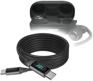 BoxWave Cable Compatible with JBL Reflect Aero TWS - PowerDisplay PD Cable (6ft) - USB-C to USB-C (100W), LED Wattage Info Extra Long Braided Nylon - Jet Black BoxWave Cable Compatible with JBL Reflect Aero TWS - PowerDisplay PD Cable (6ft) - USB-C to USB-C (100W), LED Wattage Info Extra Long Braided Nylon - Jet Black