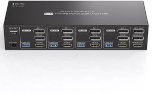 4K144Hz HDMI + 2 Displayport KVM Switch 3 Monitors 4 Computers 8K KVM Switches Triple Monitor for Four Computer Share 3 Display and Four USB 3.0 Ports Support Extended/Copy Mode with Infrared Remote 4K144Hz HDMI + 2 Displayport KVM Switch 3 Monitors 4 Computers 8K KVM Switches Triple Monitor for Four Computer Share 3 Display and Four USB 3.0 Ports Support Extended/Copy Mode with Infrared Remote