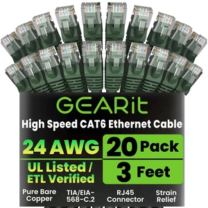 GEARit Cat6 Patch Cables Cat 6 Ethernet Cable 3 ft 20-Pack Green GEARit Cat6 Patch Cables Cat 6 Ethernet Cable 3 ft 20-Pack Green