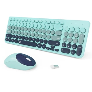Wireless Keyboards Mouse Combos, Colorful Cute Typewriter Full-Size Retro Round Keycaps, 2.4GHz Cordless Connection Sleep Mode Office Wireless Keyboard and Mouse Set for Desktop Laptop P Wireless Keyboards Mouse Combos, Colorful Cute Typewriter Full-Size Retro Round Keycaps, 2.4GHz Cordless Connection Sleep Mode Office Wireless Keyboard and Mouse Set for Desktop Laptop P