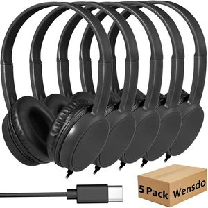 Wensdo USB C Headphones Bulk 5 Pack for Classroom School Kids, Wired USB Type C Headset On-Ear Class Set Compatible with Pad Smartphones Tablet Travel Chromebooks Wensdo USB C Headphones Bulk 5 Pack for Classroom School Kids, Wired USB Type C Headset On-Ear Class Set Compatible with Pad Smartphones Tablet Travel Chromebooks
