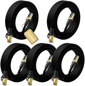 Cat6A Ethernet Cables 20 FT (5-Pack), Snagless CAT6 RJ45 10Gbps Ethernet Cable, FTP Shielded Ethernet Patch Cord, Cat6 Internet Network LAN Cable, Oxygen-Free Copper, Cat 6 Cable, Gold-Plated Plug Cat6A Ethernet Cables 20 FT (5-Pack), Snagless CAT6 RJ45 10Gbps Ethernet Cable, FTP Shielded Ethernet Patch Cord, Cat6 Internet Network LAN Cable, Oxygen-Free Copper, Cat 6 Cable, Gold-Plated Plug