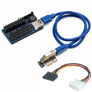 PCIe X1 to Dual X4 Slot Extension Cable 60cm/23.6in PCIe Riser Card Extender Includes USB 3.0 Cable & Power Adapter PCIe X1 to Dual X4 Slot Extension Cable 60cm/23.6in PCIe Riser Card Extender Includes USB 3.0 Cable & Power Adapter