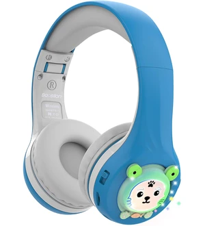 Riwbox FB-7S Frog Kids Bluetooth Headphones, LED Light Up Over Ear Volume Limited Safe 75/85/95dB with Mic and TF-Card, Children Headphones for School/PC (Blue&Grey) Riwbox FB-7S Frog Kids Bluetooth Headphones, LED Light Up Over Ear Volume Limited Safe 75/85/95dB with Mic and TF-Card, Children Headphones for School/PC (Blue&Grey)