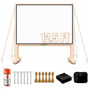 Inflatable Outdoor Projector Screen with Electric Air Blower, Portable Projection Screen with Carry Bag, Stakes, Guy Lines, Groundsheet, Movie Screen for Backyard, Camping, Theater (12.5FT) Inflatable Outdoor Projector Screen with Electric Air Blower, Portable Projection Screen with Carry Bag, Stakes, Guy Lines, Groundsheet, Movie Screen for Backyard, Camping, Theater (12.5FT)