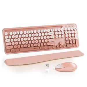 UBOTIE Wireless Keyboard and Mouse Combo, Phone Holder (Peach) UBOTIE Wireless Keyboard and Mouse Combo, Phone Holder (Peach)