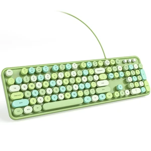 KNOWSQT Wired Computer Keyboard - Green Colorful Retro Full Size Round Keycaps Plug and Play Typewriter Cute Keyboards for Windows, Laptop, PC, Desktop, Computer KNOWSQT Wired Computer Keyboard - Green Colorful Retro Full Size Round Keycaps Plug and Play Typewriter Cute Keyboards for Windows, Laptop, PC, Desktop, Computer