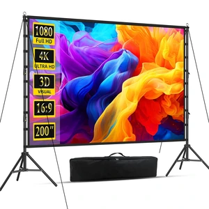 Outdoor Projector Screen with Stand, 200 inch Indoor Movie Screen 16:9 4K Rear Front Portable Projection Screen, Quick Setup Foldable Travel Home Theater Screen with Carry Bag for Backyard Camping Outdoor Projector Screen with Stand, 200 inch Indoor Movie Screen 16:9 4K Rear Front Portable Projection Screen, Quick Setup Foldable Travel Home Theater Screen with Carry Bag for Backyard Camping
