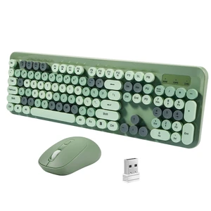 LAMA Colorful Wireless Keyboard and Mouse Combo, Full-Sized Bluetooth Round Keyboard, Adjustable DPI Mouse, 2.4GHz USB Receiver, Silent Keyboard and Cute Mouse for PC, Windows, MAC, Desktop, La LAMA Colorful Wireless Keyboard and Mouse Combo, Full-Sized Bluetooth Round Keyboard, Adjustable DPI Mouse, 2.4GHz USB Receiver, Silent Keyboard and Cute Mouse for PC, Windows, MAC, Desktop, La