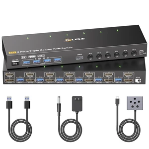 KVM Switch 2 Monitors 6 Computers HDMI + DisplayPort, KCEVE DP 6 Computer KVM Switcher, 8K@30Hz/4k@144Hz for 6 PC Share 2 Display and USB 3.0 Devices KVM Switch 2 Monitors 6 Computers HDMI + DisplayPort, KCEVE DP 6 Computer KVM Switcher, 8K@30Hz/4k@144Hz for 6 PC Share 2 Display and USB 3.0 Devices