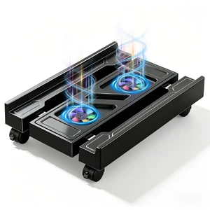 Hmseng PC Stand for PC Tower With F, Computer Desktop Stand with 4 Lockable Castors, Universal Adjustable CPU Stand with Wheels - (New Black) Hmseng PC Stand for PC Tower With F, Computer Desktop Stand with 4 Lockable Castors, Universal Adjustable CPU Stand with Wheels - (New Black)