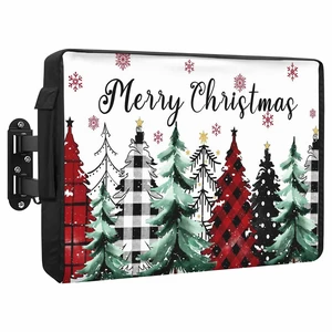 Merry Christmas Outdoor TV Cover Waterproof Weatherproof, Red Black Plaid Christmas Green Tree Snowflakes TV Covers for 48 to 50 Inch Outside Flat Screen TV Protector Shield 48"W x 30"H x 4.5"D Merry Christmas Outdoor TV Cover Waterproof Weatherproof, Red Black Plaid Christmas Green Tree Snowflakes TV Covers for 48 to 50 Inch Outside Flat Screen TV Protector Shield 48"W x 30"H x 4.5"D