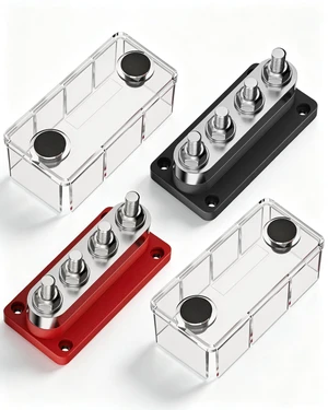 IZTOSS 600A Bus Bar 48V Power Distribution Block 4 x 3/8"(M10) Studs Heavy Duty Nickel Plated Copper Battery Busbar Terminal Block for Marine, Automotive, Boat, RV, Solar - Positive & Negative IZTOSS 600A Bus Bar 48V Power Distribution Block 4 x 3/8"(M10) Studs Heavy Duty Nickel Plated Copper Battery Busbar Terminal Block for Marine, Automotive, Boat, RV, Solar - Positive & Negative