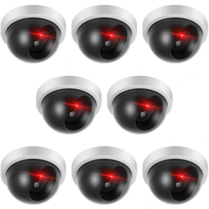 8 Pack Fake Security Cameras, Dummy CCTV Dome with Flashing Red LED,White 8 Pack Fake Security Cameras, Dummy CCTV Dome with Flashing Red LED,White