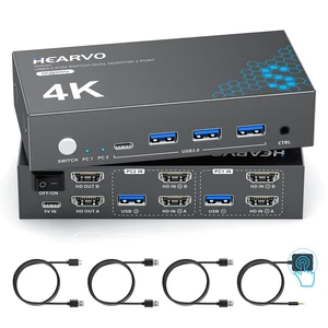 Heravo USB 3.0 HDMI KVM Switch 2 Monitors 2 Computers, 4K@60Hz Dual Monitor Heravo USB 3.0 HDMI KVM Switch 2 Monitors 2 Computers, 4K@60Hz Dual Monitor