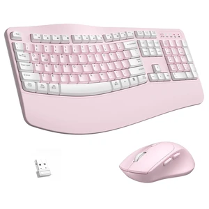 Wireless Keyboard and Mouse Combo,2.4G Ergonomic Wave Keys(Pink-A) Wireless Keyboard and Mouse Combo,2.4G Ergonomic Wave Keys(Pink-A)