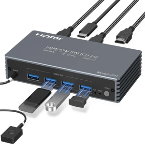 4K@120Hz HDMI Kvm Switch 2 Monitors 2 Computers 8K@60Hz Monitor KVM Switches, 4 USB3.0 Ports for 2 PC Share Mouse Keyboard Support PoC EDID Button Switch Plug and Play Zero Latency 4K@120Hz HDMI Kvm Switch 2 Monitors 2 Computers 8K@60Hz Monitor KVM Switches, 4 USB3.0 Ports for 2 PC Share Mouse Keyboard Support PoC EDID Button Switch Plug and Play Zero Latency