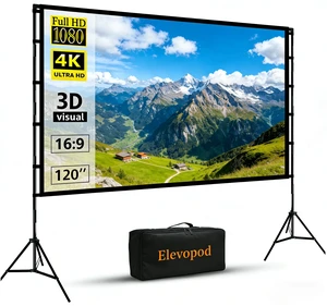 Outdoor Projector Screen with Stand, 120 inch Portable Movie Screen 16:9 Foldable Anti-Crease 4K HD Projection Screen with Carry Bag for Movie Nights, Camping Outdoor Projector Screen with Stand, 120 inch Portable Movie Screen 16:9 Foldable Anti-Crease 4K HD Projection Screen with Carry Bag for Movie Nights, Camping