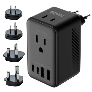 QENEQ Travel Adapter Voltage Converter US to Europe Power Adapter Step Down Transformer 220V to 110V with 2 USB A 2 USB C & UK/AU/US/EU/South Africa for Hair Dryer (Black) QENEQ Travel Adapter Voltage Converter US to Europe Power Adapter Step Down Transformer 220V to 110V with 2 USB A 2 USB C & UK/AU/US/EU/South Africa for Hair Dryer (Black)