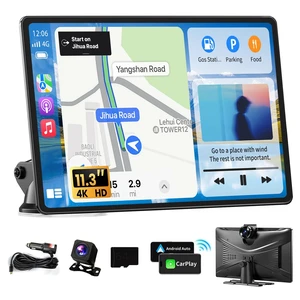 Largest 11.3" Portable Apple Carplay Screen, Wireless Car Play & Android Auto Touch Screen, Car Stereo with App View/4K Dash Cam/Backup Camera/Mirror Link/Voice Control/Music Play/GPS/Bluetooth Largest 11.3" Portable Apple Carplay Screen, Wireless Car Play & Android Auto Touch Screen, Car Stereo with App View/4K Dash Cam/Backup Camera/Mirror Link/Voice Control/Music Play/GPS/Bluetooth