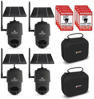 TACTACAM  Defend 360 Cellular Security Camera, 4K Photos, 1080p Video, Solar + Rechargeable Battery, 360° Pan/Tilt/Zoom, LTE Cellular, Motion Alerts, Weather Resistant Includes Case & Signs (4PK)