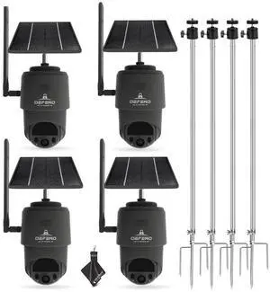 TACTACAM  Defend 360 Cellular Security Camera, 4K Photos, 1080p Video, Solar + Rechargeable Battery, 360° Pan/Tilt/Zoom, LTE Cellular, Motion Alerts, Weather Resistant Includes Mount & Cloth (4PK)