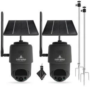 TACTACAM  Defend 360 Cellular Security Camera, 4K Photos, 1080p Video, Solar + Rechargeable Battery, 360° Pan/Tilt/Zoom, LTE Cellular, Motion Alerts, Weather Resistant Includes Mount & Cloth (2PK)
