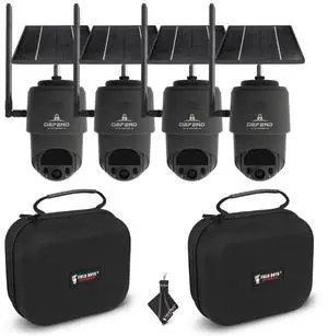 TACTACAM  Defend 360 Cellular Security Camera, 4K Photos, 1080p Video, Solar + Rechargeable Battery, 360° Pan/Tilt/Zoom, LTE Cellular, Motion Alerts, Weather Resistant Includes Case & Cloth (4PK)