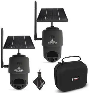TACTACAM  Defend 360 Cellular Security Camera, 4K Photos, 1080p Video, Solar + Rechargeable Battery, 360° Pan/Tilt/Zoom, LTE Cellular, Motion Alerts, Weather Resistant Includes Case & Cloth (2PK)