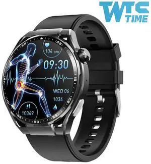 Wise Time 2025 New Smartwatch 1.55 Inch HD Bluetooth Calls 50 Sports Modes Heart Rate Alert For Hiking Outdoor Fitness Tracker Men Women Black leather strap Black silicone strap