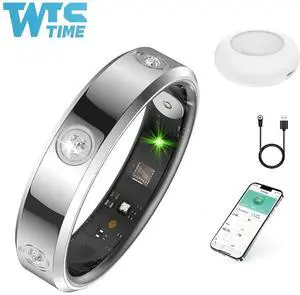 Wise Time 2025 New Diamond Smart Ring For Women 24/7 Heart Rate Sleep Tracker Ultra Slim Fitness Ring Waterproof Step Counter Calorie Burn Monitor iOS Android Gift Silver 11#