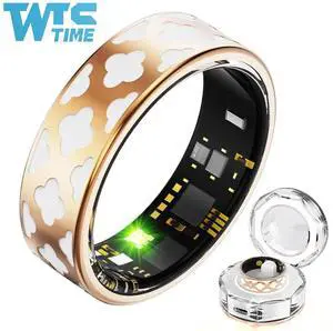 Wise Time 2025 Smart Ring for Women Health Tracker, Sleep Tracker Ring with Heart Rate, Blood Oxygen, Sleep Quality Monitoring, Air Gesture for iphone & Android Best Gift(With crystal charging cabin)