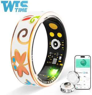 Wise Time 2025 New Vintage Smart Ring for Women, Fitness Tracker with Heart Rate Monitor, Sleep Tracker, 8 Sport Modes, Step Counter, IP68 Waterproof, 5-7 Day Battery, Crystal Magnetic Charging Case